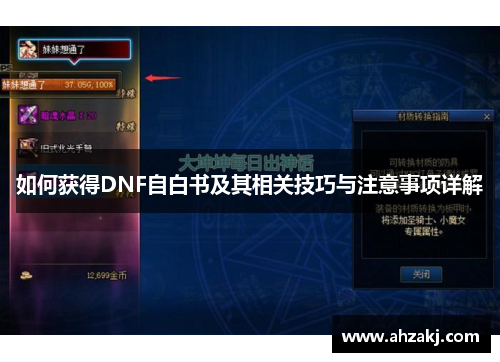 如何获得DNF自白书及其相关技巧与注意事项详解